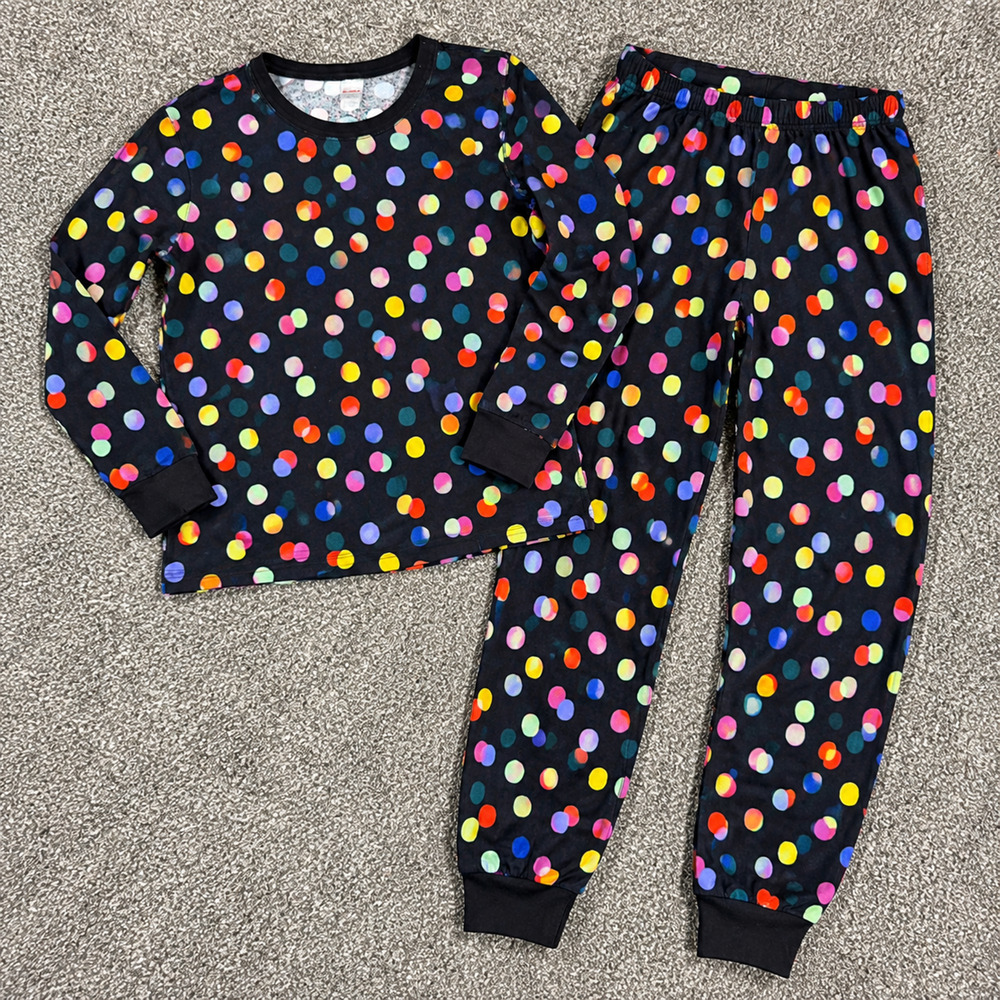 Hanna Andersson Womens L Organic Cotton Pajama Set Rainbow Polka Dot Whimsical